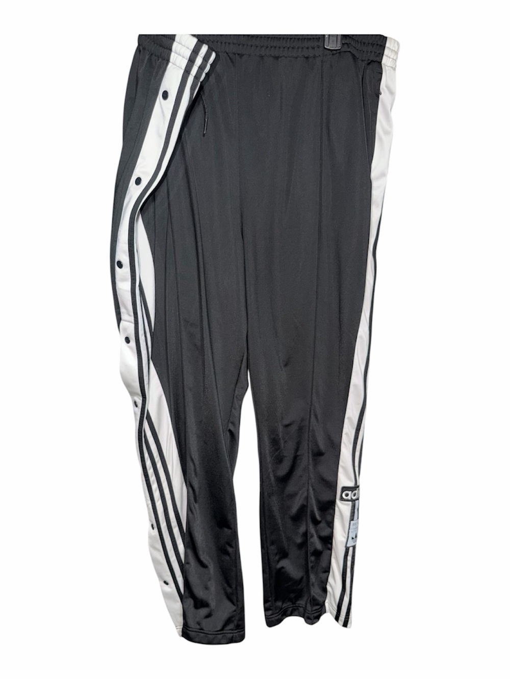 adidas Black & White Snap-Front Three-Stripe Track Pants